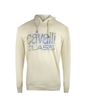 Cavalli Class - Kapuzenpullover In Beige Mit Gesprühtem Logo