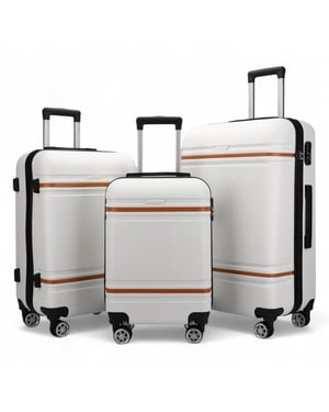 Hartschalen-Creme-Weiß-Kabinenkoffer-Set Robustes ABS Leichtgewicht Reisegepäck Urlaubstasche