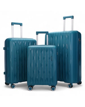 Hartschalenkoffer, Blaugrün, robust, 8 Räder, Kabinengepäck, TSA-Koffer, für Urlaub und Reisen