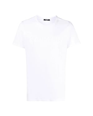 Weißes T-shirt Mit Balmain Paris-logoprägung