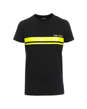 Balmain - Schwarzes T-shirt Mit Neonlogo