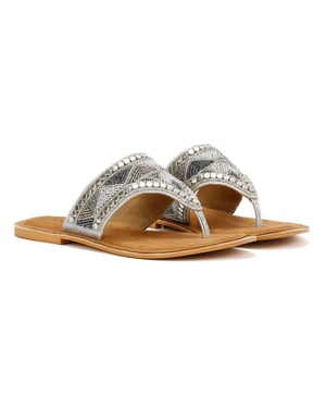 Tower Footwear Wide Vamp Toepost Damen Silber Sandalen