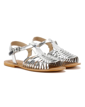 Tower Footwear Hurache Damen Silberne Ledersandalen