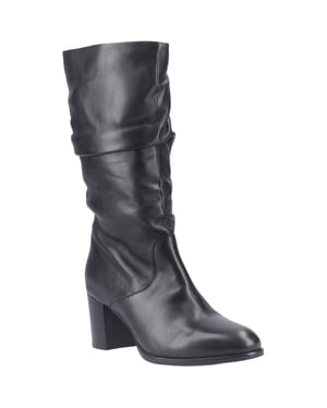 Hush Puppies Cosima Damen Stiefel aus schwarzem Leder mit hohem Absatz