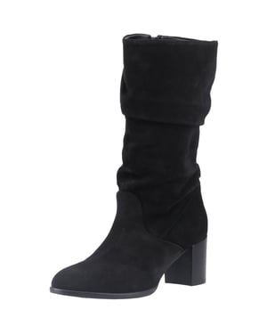 Hush Puppies Cosima Wildleder Damen Schwarze Wildleder Kniehohe Stiefel mit Absatz