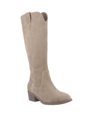 Hush Puppies Isabella Damen Wildleder kniehohe Stiefel mit Absatz in Taupe