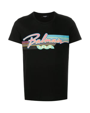 Balmain Paris - Schwarzes T-shirt Mit Retro-logo