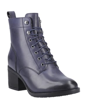 Hush Puppies Harriet Leder Damen Navy Absatz Stiefeletten