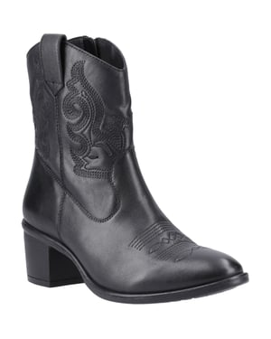 Hush Puppies Wynn Damen Stiefeletten aus schwarzem Leder mit Absatz