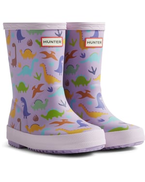 Hunter Kids Dinosaur Boot Gummi Lila Dinosaurier Gummistiefel