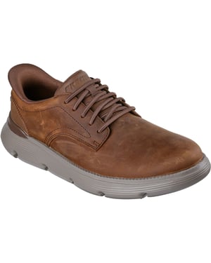 Skechers Garza Duran Leder Herren Schnürschuhe Dunkelbraun