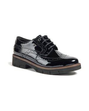 Pod Kacey Leder Damen Schwarz Brogues Schuhe