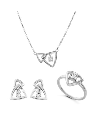 Orphelia 'Santorini' Damen 925 Sterling Silber Set: Halskette + Ohrringe + Ring - Silber SET-7570