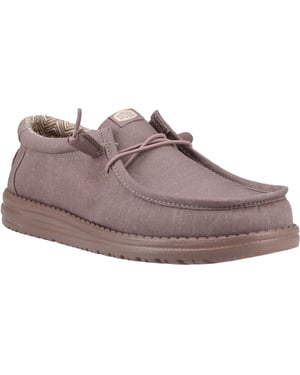 HEYDUDE Wally Stretch Canvas Baumwolle Herren Mokassins Schuhe in tiefem Taupe