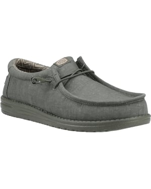 HEYDUDE Wally Stretch Canvas Baumwoll Herren Mokassins Schuhe in Dunkelgrün