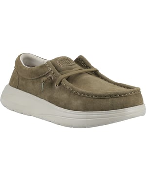 HEYDUDE Wally X Suede Herren Mokassins aus Wildleder in Dunkeloliv/Steingrau