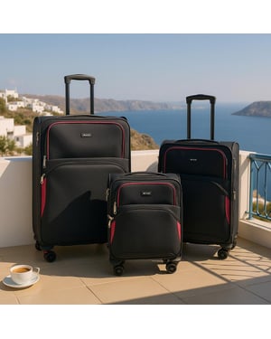 Erweiterbarer weicher schwarzer 8-Rad-Leichtkoffer-Gepäck-Reisetaschen