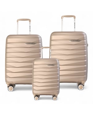 Hartschalen-Kofferset TSA Smoke Champagne Beige Robustes 8-Rad-Handgepäck Reisekoffer für den Urlaub
