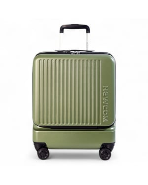 Robuster EasyJet Ryanair Handgepäck-Reisekoffer, 39 x 26 x 51,5 cm, Olivgrün, vorne offen