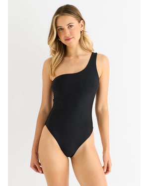Schwarzer One-Shoulder-Badeanzug