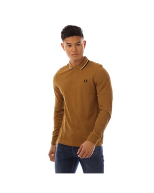 Herren Fred Perry Langarm Twin Tipped Poloshirt in Gelb