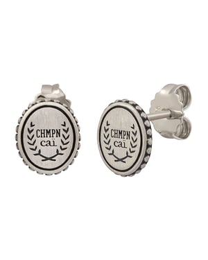 cai Single Ohrstecker 925/-Sterling Silber satiniert oxodiert Champion Wappen