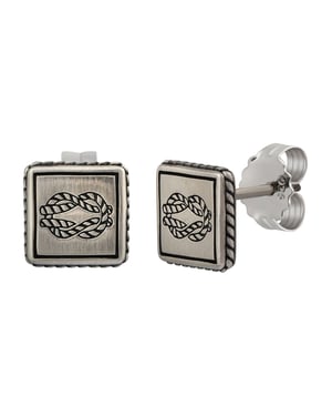 cai Single Ohrstecker 925/-Sterling Silber matt oxodiert Sailor Wappen Tau
