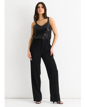 Schwarzes Pailletten-V-Ausschnitt-Cami-Top