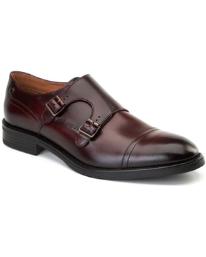 Base London Taper Leder Herren Bordo Doppel-Monk-Schuhe