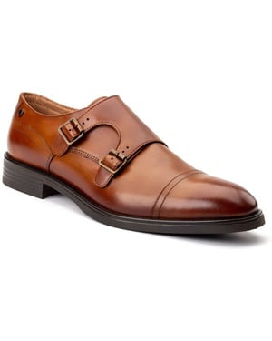 Base London Taper Leder Herren Tan Doppel-Monk-Schuhe