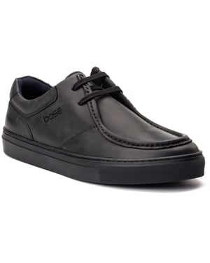 Base London Dalston Leder Herren Schwarz Mokassin Schuhe