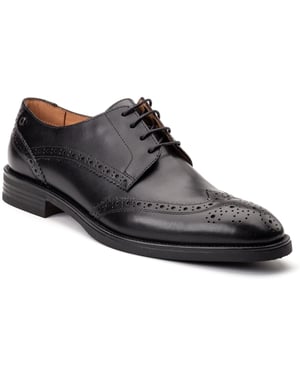 Base London Herren Elegante Schwarze Brogues aus Leder