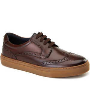 Base London Clapton Lederschuhe Für Männer In Verbranntem Braun Mit Brogue Muster