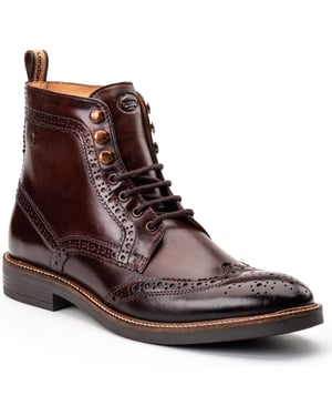 Base London Bristol Lederschuhe Für Männer In Verbranntem Braun Mit Brogue Muster