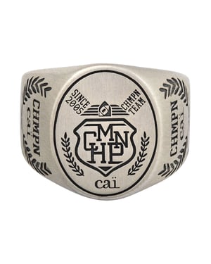 cai Ring 925/- Sterling Silber Siegelring satiniert oxidiert Champion Wappen