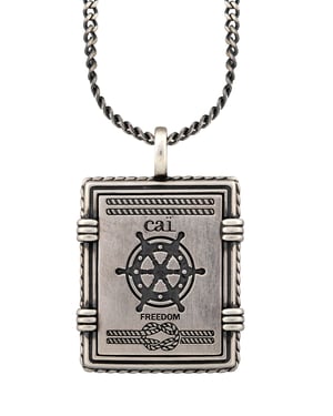 cai Anhänger mit Kette 925/- Silber matt oxidiert Sailor Wappen