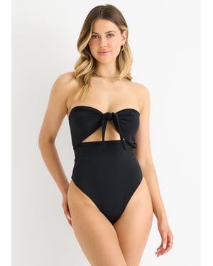 Front Tie Bandeau-Badeanzug