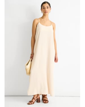 Gini London Riemchen-Kreuzrücken Airflow-Kleid in Übergröße - Beige