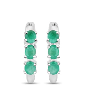 Vira Jewels Ohrringe Silber 925 rhodiniert mit 6 echten Smaragden