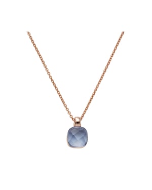 Jamelli Anhänger mit Kette 925 Silber rosé vergoldet Quarz blau (beh.)