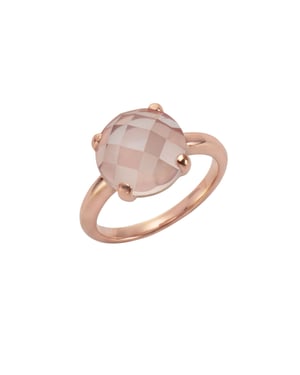 Jamelli Ring 925 Sterling Silber rosé-vergoldet mit echtem Rosenquarz 12mm
