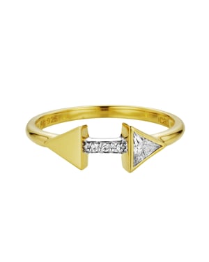 Cai Ring aus 925er Silber, vergoldet, mit Zirkonia, Pfeildesign - Gold