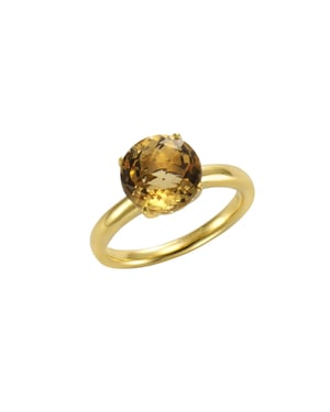 Jamelli Ring Silber 925 vergoldet mit echtem Citrin 10mm