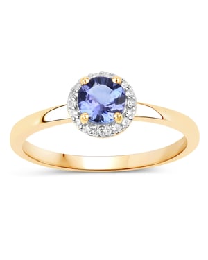 Vira Jewels Ring 925-Sterling Silber vergoldet Glänzend Tansanit violett