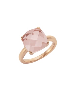 Jamelli Ring Silber 925 rosé-vergoldet mit echtem Rosenquarz 12mm