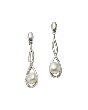 Zeeme Pearls Ohrringe Silber 925 rhodiniert mit weißen Perlen 7mm und Zirkonia-Steinen
