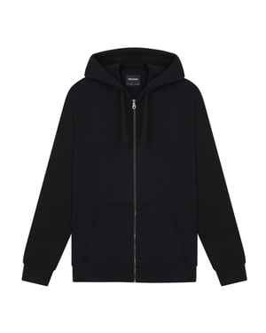 Lyle & Scott Tonal Eagle Jet Black Kapuzenpullover Mit Durchgehendem Reißverschluss