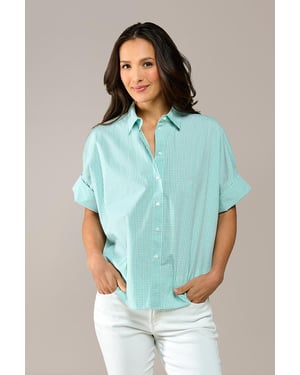 Caroline Tensen Leeds Karobluse Weiß / Grün