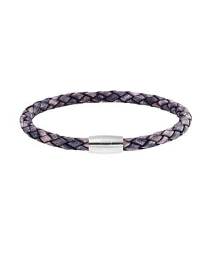 cai Armband Edelstahl Leder Marine 23cm