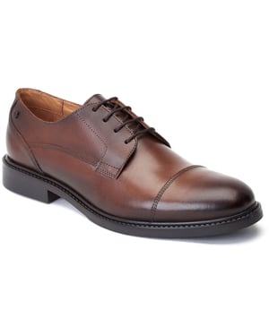 Base London Magnus Leder Herren Oxford Schuhe in verbranntem Braun